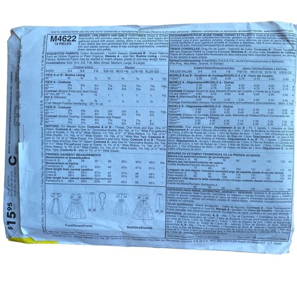 Simplicity Costume Pattern 2499 2513 2502 McCalls M4622 Bo Peep L XL UNCUT Lotx4 - Picture 6 of 12